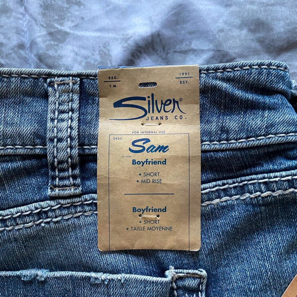 Silver // Distressed Cutoffs Size 32